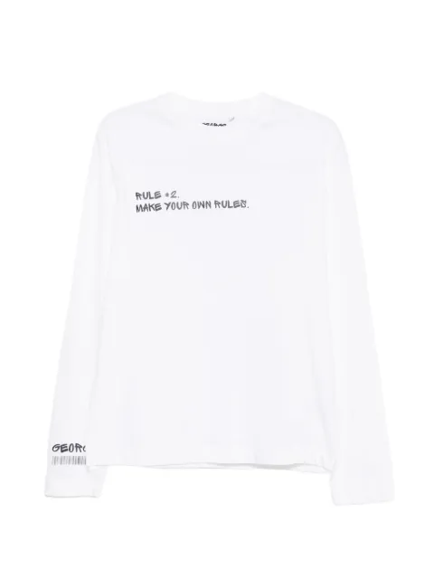 GEORGE. slogan-print long-sleeve T-shirt White APEXG1LSHVY029
