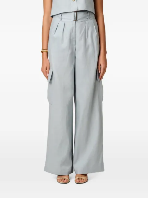 HEVRON Maggie belted pleated pants Blue HPT0316