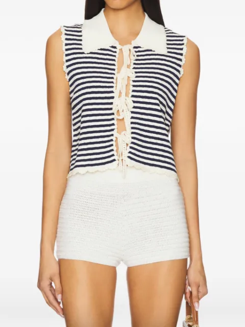 Sea striped sleeveless top Blue SS25007