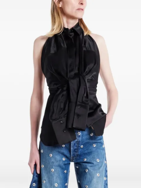 A.W.A.K.E. Mode halterneck tie-front top Black SS25T03PL05