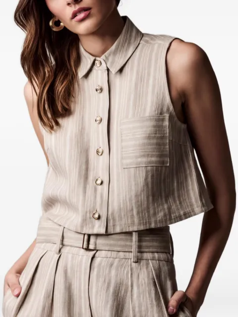 HEVRON Katja striped sleeveless shirt Neutrals HSP25T079