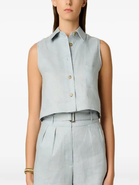 HEVRON Katja sleeveless cropped shirt Blue HTP0216