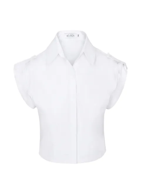 HEVRON epaulette pleated-sleeve shirt White HTP019