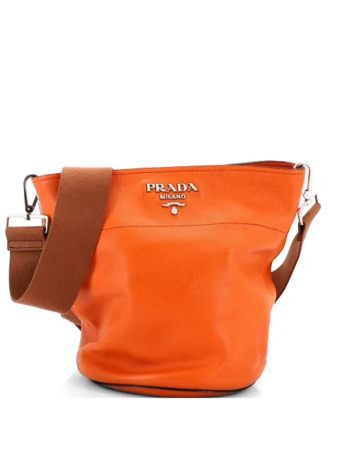Prada Pre-Owned Messenger Bag Vitello Daino Small bucket bag Orange URJUDGLQBFUA7SDD