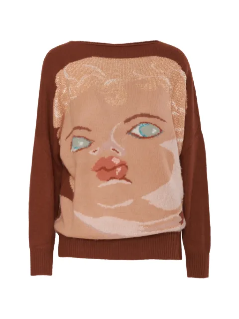 Krizia Pre-Owned 1990-91 intarsia knit sweater Brown CVM2190362