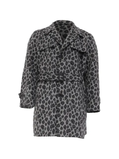 Saint Laurent Pre-Owned leopard-print belted coat Grey RFCPUUSCL721969M