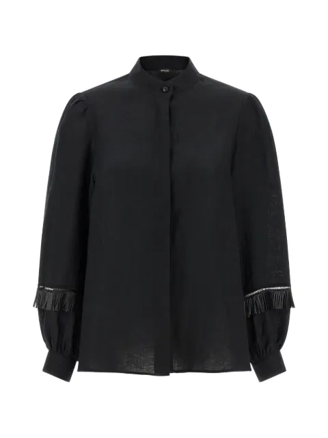 Kiton fringed puff-sleeve shirt Black D61425H0969003002