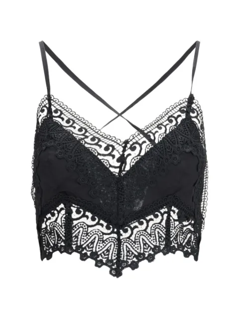 Charo Ruiz Ibiza Blanca lace-trim cropped top Black 261100