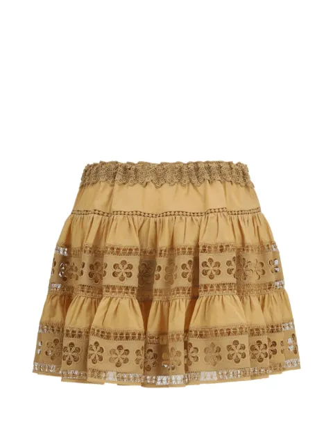Charo Ruiz Ibiza Lea broderie anglaise tiered skirt Neutrals 261401