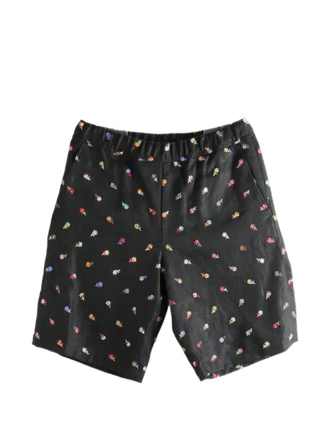 Vowels floral-embroidered shorts Black PT050