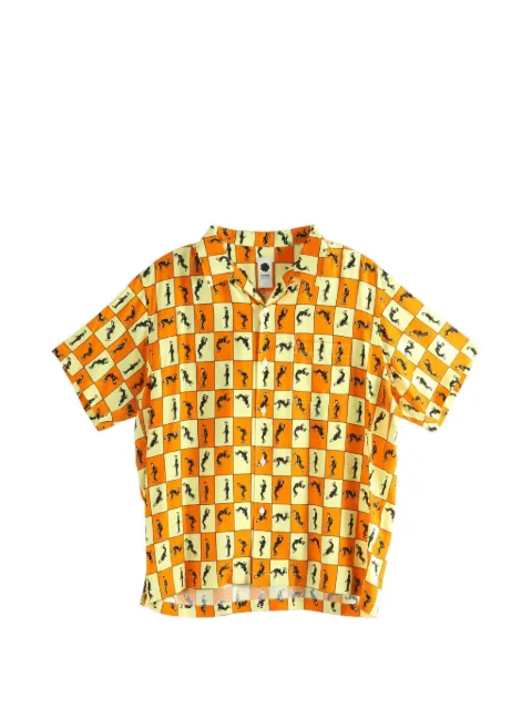 Vowels Elvis check-print camp-collar shirt Orange SH028