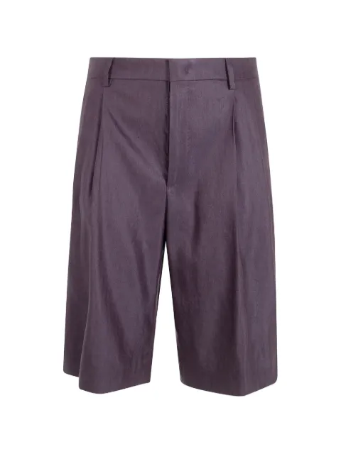 Tagliatore pleated linen tailored bermuda shorts Purple BEFFIE340351