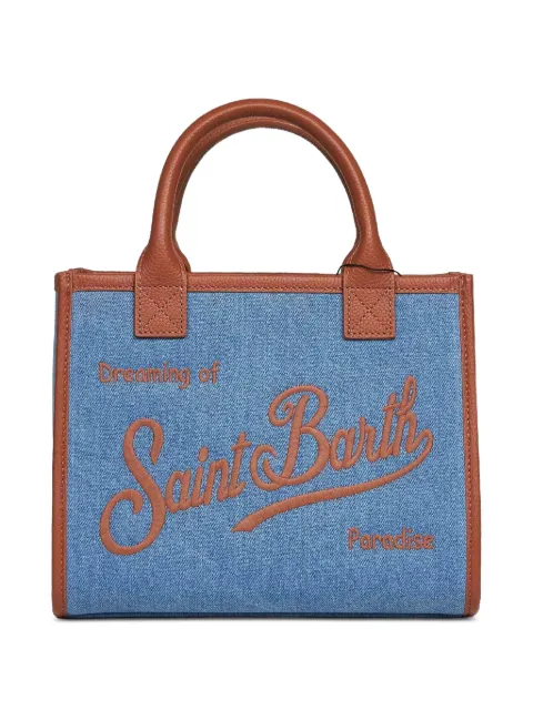 MC2 Saint Barth logo-embroidered leather-trim shoulder bag Blue VANMD001