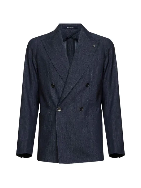 Tagliatore double-breasted peak-lapel blazer Blue GWARNER2DKPE260013B3394