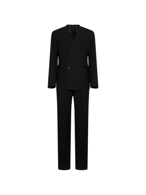Tagliatore double-breasted collarless suit Black ALANDONATPE150075N3060