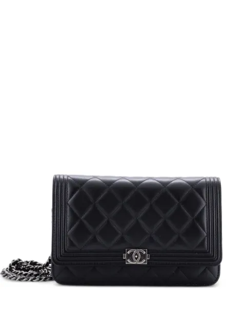 CHANEL Pre-Owned Boy Wallet on Chain Quilted Lambskin crossbody bag Black THZ4QBRT3BHP65N1
