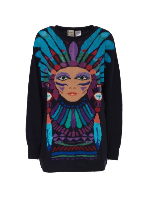Krizia Pre-Owned intarsia knit sweater Blue CVM2190114D