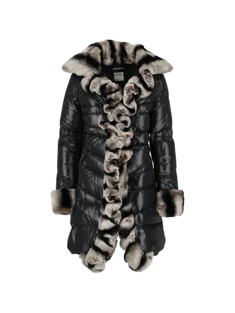 Flavio Castellani glossy fur-trim padded coat Black CVM266311
