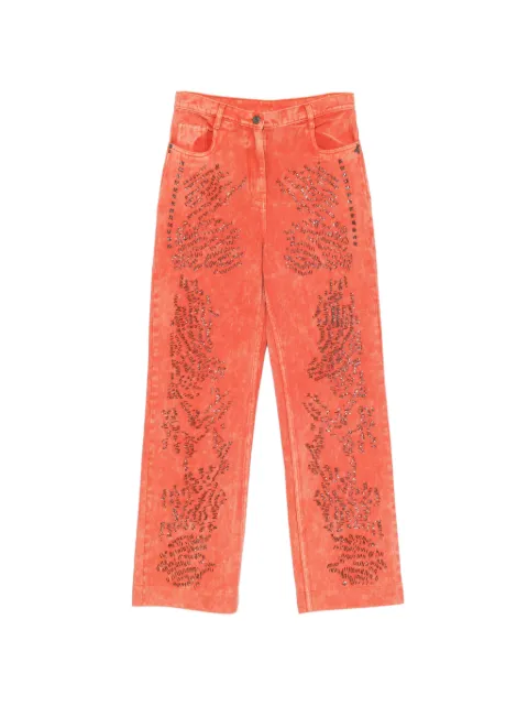 Patrizia Pepe bead-embellished acid-wash jeans Orange 2P1770D154