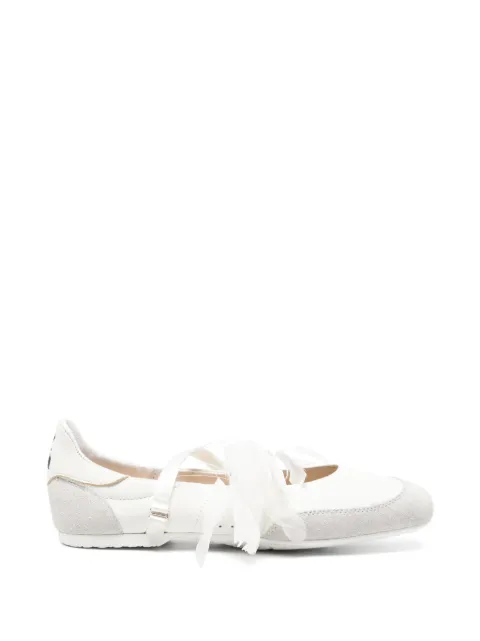 Patrizia Pepe Dancing Skin feather-detail leather ballet flats White 2Z0090V055W101
