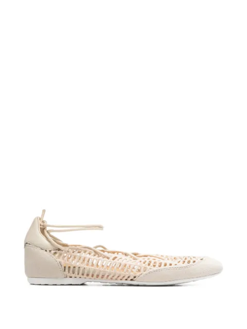 Patrizia Pepe Dancing Skin raffia ballet flats Neutrals 2Z0025L184W405