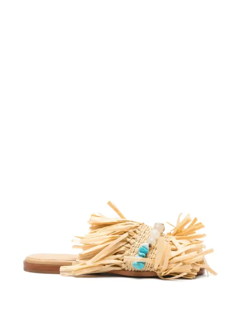 Patrizia Pepe fringed raffia flat sandals Neutrals 2X0058V053XS15