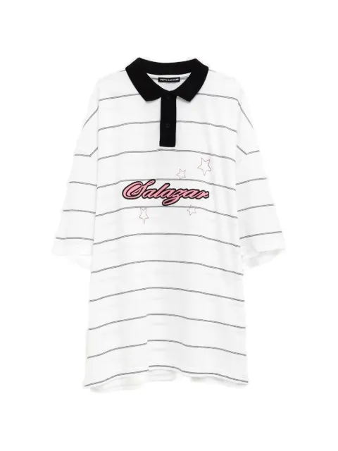 PEPA SALAZAR logo-patch striped polo shirt White MISSYOUPOLO