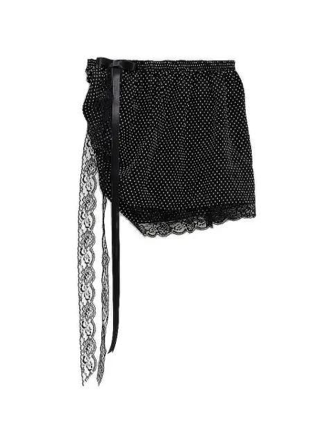 PEPA SALAZAR lace-trim polka-dot skirt Black MINITWISTEDDOTSKIRT