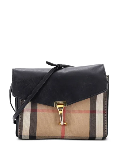 Burberry Pre-Owned Macken Leather and House Check Canvas Small crossbody bag Black MIDUO0JUSGDLLS22