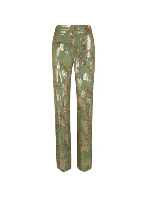 Valentino Garavani floral-brocade trousers Green BRB715A72
