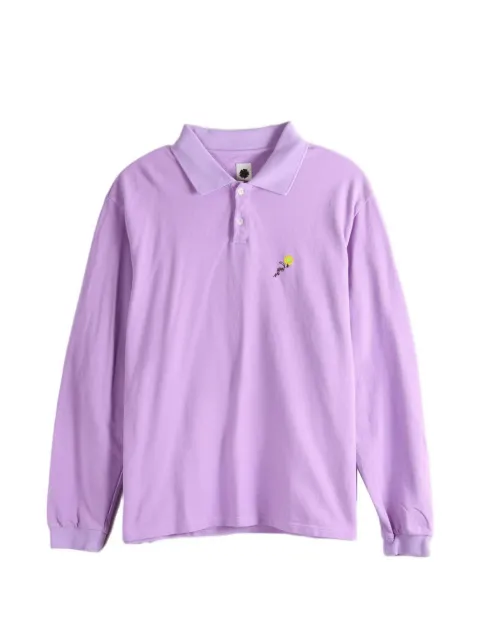 Vowels Pique embroidered long-sleeve polo shirt Purple CS017