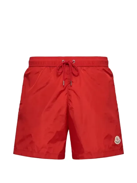 Moncler logo-patch drawstring swim shorts Red L10912C000135985M