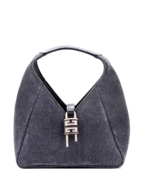 Givenchy Pre-Owned Padlock Washed Denim and Crocodile Embossed Leather Mini hobo bag Grey LP1TG2TEO3TXXV6R