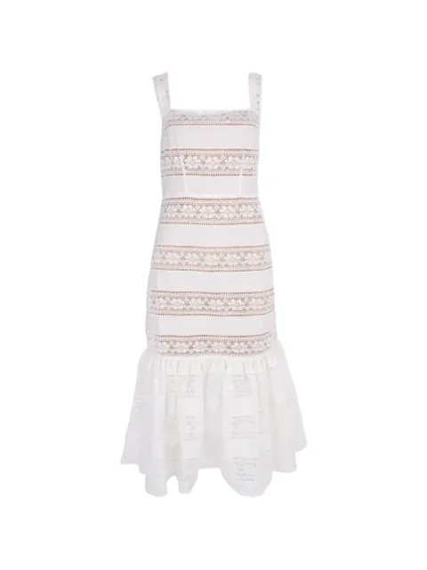 Self-Portrait lace-insert ruffled dress White AC26003M