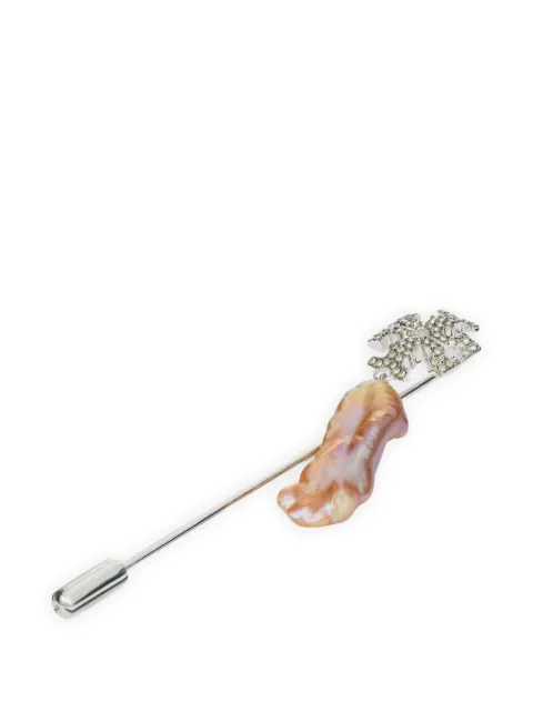 Tory Burch Runway logo pearl pin Silver 186424