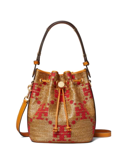 Tory Burch T-Monogram woven bucket bag Neutrals 178808