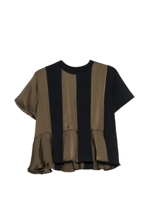 sacai pleated satin-panel T-shirt Blue 2608546