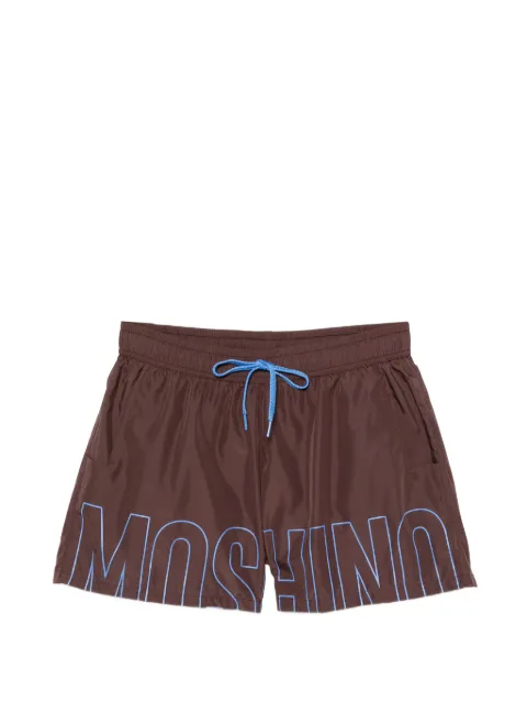 Moschino logo-print drawstring swim shorts Brown A420793011105