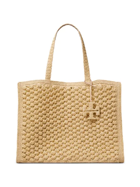Tory Burch large Ella hand-crocheted popcorn tote bag Neutrals 179277