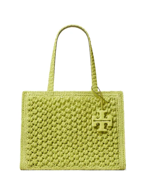 Tory Burch small Ella hand-crocheted popcorn tote Green 179274