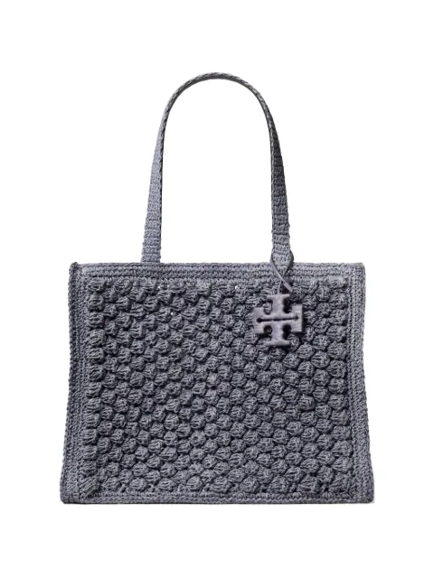Tory Burch small Ella hand-crocheted popcorn tote bag Grey 179274