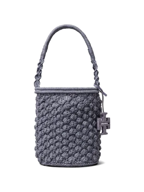 Tory Burch Ella hand-crocheted popcorn bucket bag Grey 179281
