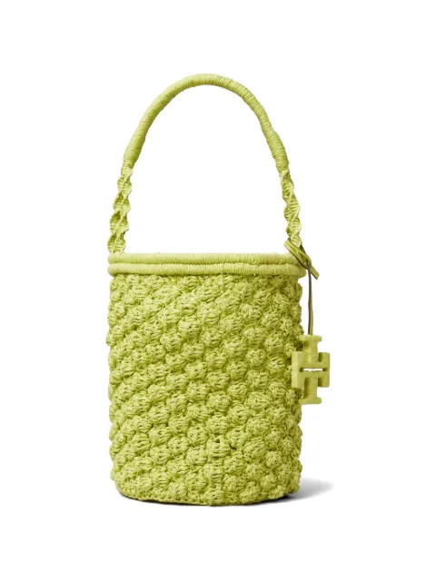 Tory Burch Ella hand-crocheted popcorn bucket bag Green 179281