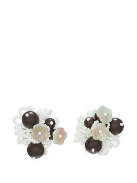 Tory Burch runway beaded cluster earrings White 184471