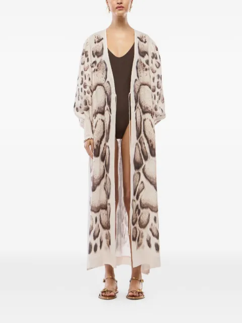 YUKIO giraffe-print puff-sleeve robe Neutrals RBML0001