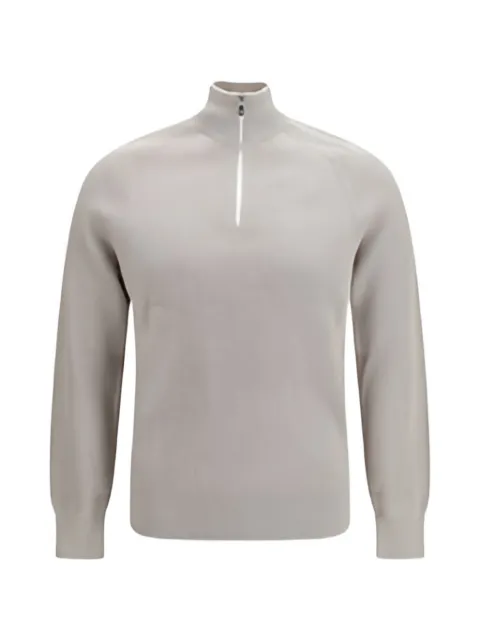 Brunello Cucinelli ribbed-knit half-zip sweater Neutrals M29400104CBD04