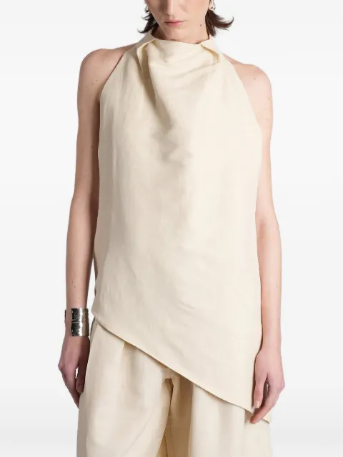 BATAKOVIC Belgrade asymmetric halter-neck linen top Neutrals FTDLINENWHITEBLUZA