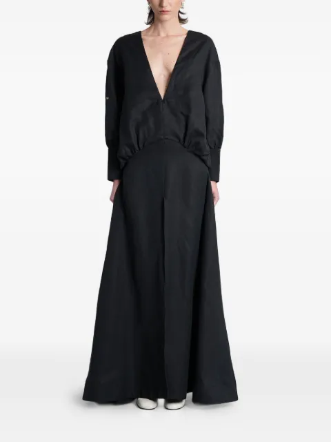 BATAKOVIC Belgrade V-neck open-back dress Black FTDLINENBLACKDRESS