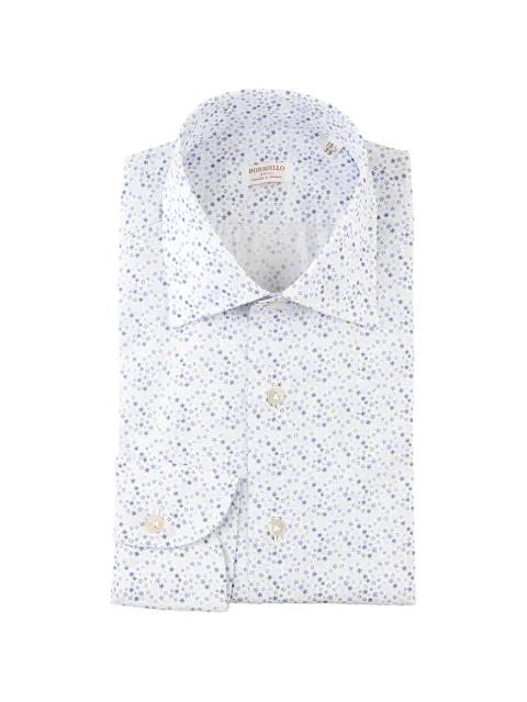 BORRIELLO NAPOLI floral-print spread-collar shirt White 22047