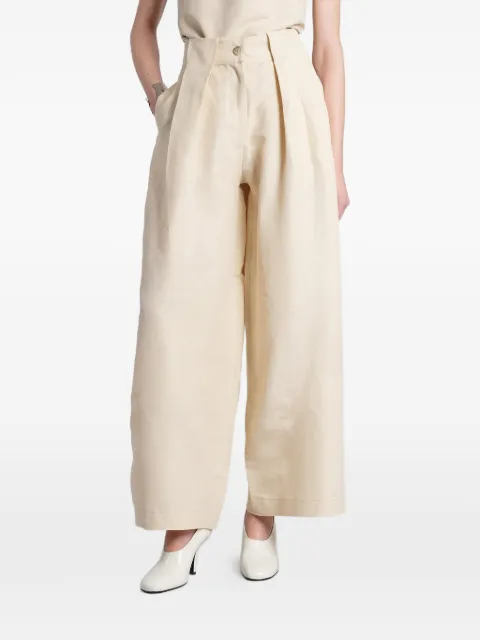 BATAKOVIC Belgrade pleated wide-leg palazzo pants Neutrals FTDLINENWHITEPANTS